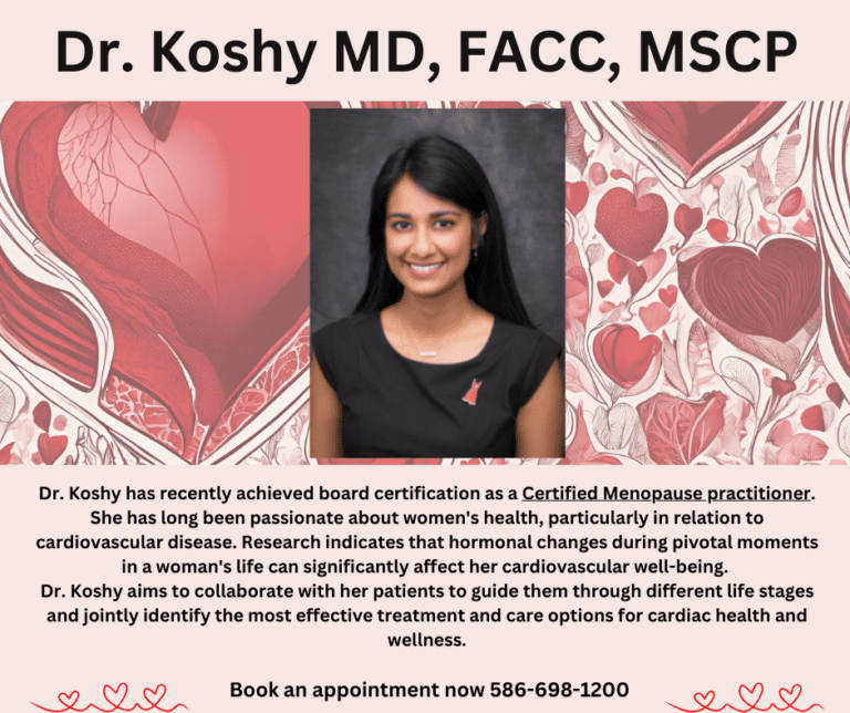 Dr. Koshy aims to collaborate with her patients to guide them through different life stages and jointly identify the most effective treatment and care options for cardiac health and wellness.